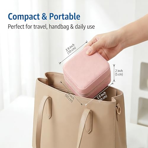Jewelry Box for Women Girls, Small Travel Jewelry Organizer, Mini Portable Jewelry Storage Case as Small Gifts for Women, Pink