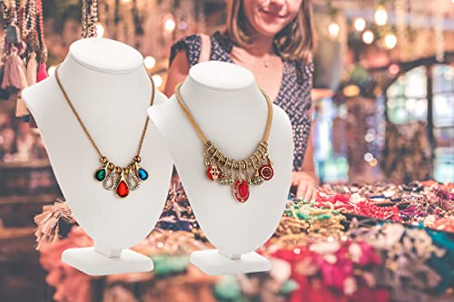 Polmart Modern Necklace Display Bust (White Leatherette, 10 ¼”H) - color: White Leatherette, size: 10.25”H