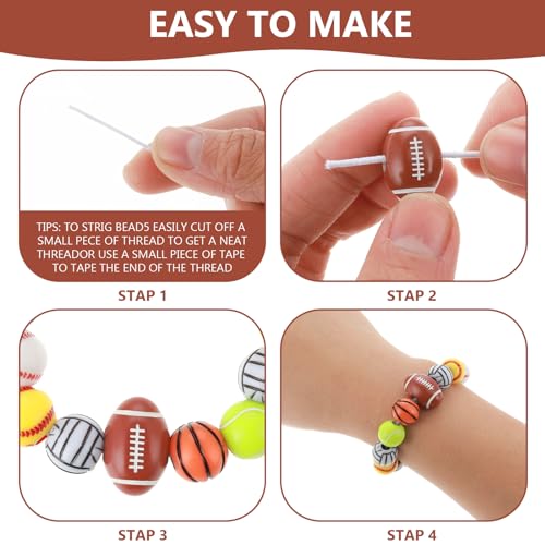 Ouligay 70pcs Sports Beads, 12mm Basketball Baseball Volleyball Football Tennis Softball Beads, Acrylic Beads for Crafts Bracelets Necklace Pendants(7 Styles 10pcs Each)