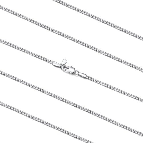 FaithHeart Mens Black/Silver/Gold Stainless Steel Flat Box Link Chain Necklace, Stylish 2/4/6/8mm Width Box Chains Necklaces for Men Non Tarnish Hip Hop Chain Jewelry Gifts,14"-30" Length - color: 2mm Width-Classic Silver, size: 30 Inches Length