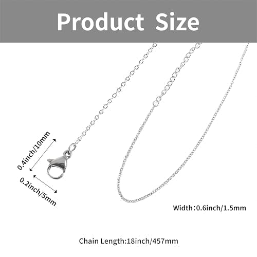 30 Pack Necklace Chains Bulk, Silver Chain Necklace, 1.5mm Stainless Steel Necklace Chains for Jewelry Making