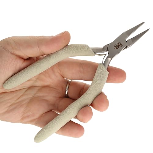 The Beadsmith Flat Nose Plier, 6.25 inches (159mm), Polished Steel Head with Comfort Grip Handle & Double-leaf Spring - style: Flat Nose