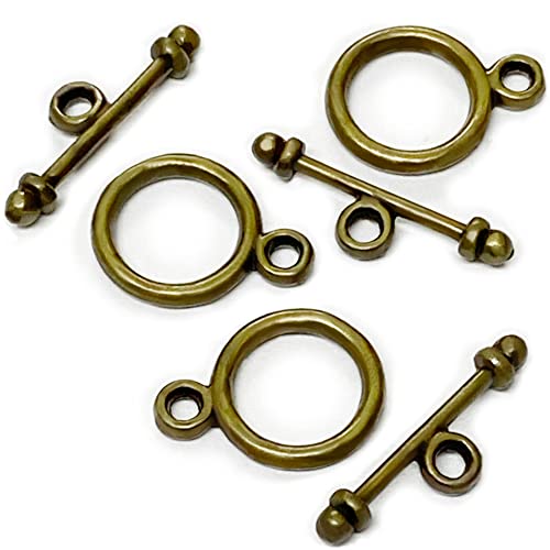 Heather's cf Toggle Jewelry Clasps – Durable Quality, Antique Plain Brass Finish Toggle Clasps & Closures for Necklace, Bracelet & Charms – Ideal for DIY, & Jewelry Making – Small (Set of 130) - color: Brass small