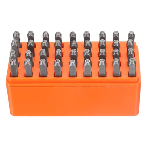 HARFINGTON 36pcs Metal Stamping Kit 5/64" (2mm) Steel Uppercase Letter and Number Punch Set (A-Z / 0-8 / "&" Symbol) Punch Press Tool with Case for Imprinting Metal Plastic Wood Leather - size: 5/64"