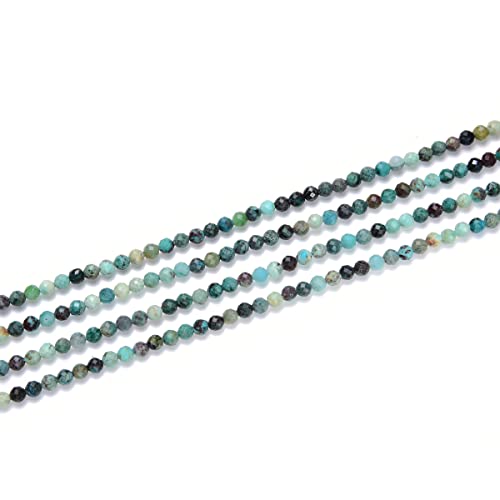 Adabele 15 Inch Natural Chrysocolla Healing Gemstone 3mm (0.12 Inch) Tiny Small Faceted Round Loose Beads Stone Spacer (110-120pcs) for Craft Jewelry Making GK3-16 - color: Chrysocolla, size: 3mm (0.12") - 15 inch/1 strand