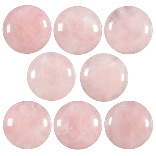 moonsix 10PCS Round Rose Quartz Cabochons Flatback CAB Gemstone Beads Crystal Flat Stone for DIY Craft Jewelry Making, 22mm - color: pink, size: 22mm