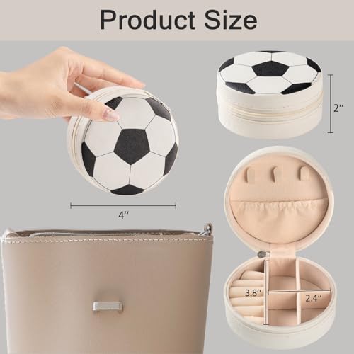 12-Pack Soccer Jewelry Box Bulk Team Gifts for Girls, White Round Mini Travel Jewelry Case for Soccer Players Coaches, Senior Night Tournament Gifting - style: Soccer