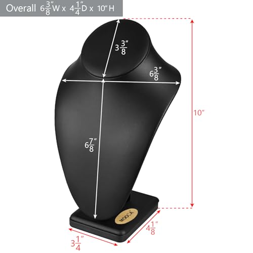 MOOCA 2 Pcs Deluxe Faux Leather Medium Necklace Chain Jewelry Display Holder, Jewelry Stand, Necklaces Display Mannequin Bust Stand, Black Faux Leather - color: 3) Black Faux Leather, 2 pieces