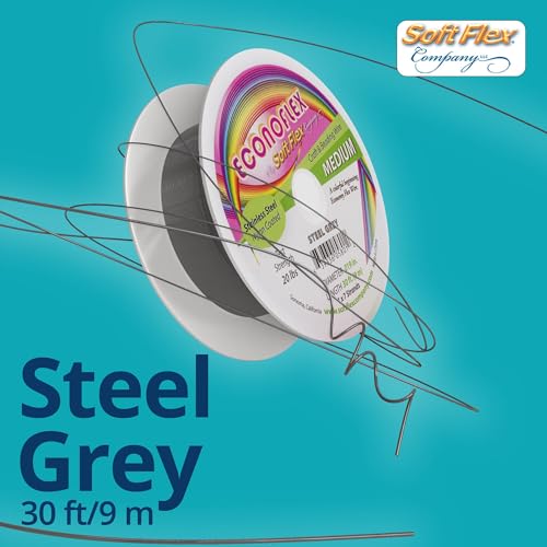 Soft Flex Econoflex Hobby Beading Wire - Flexible Stainless Steel Wire for Crafting - 7 Strand 0.19 30 Ft - style: Steel Grey