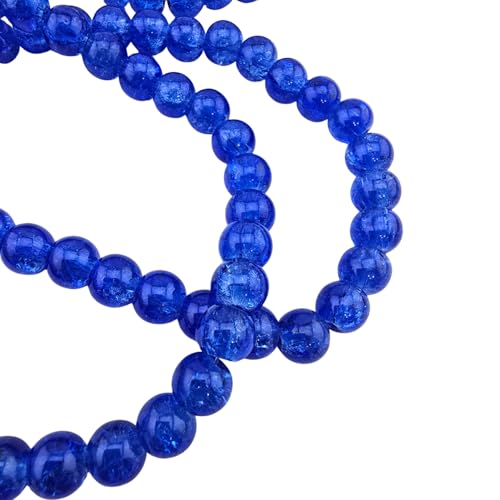 DandS ltd Crackle Lampwork Glass Beads for Jewelry Making, Blue, Vibrant DIY Bracelets, Necklaces, Earrings, Beading Supplies & Craft Kits for Handmade Jewelry, 80pcs 0.39 inch (10mm), #J283-10 - color: Blue