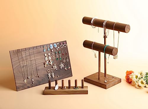 jewellery organizer for women, walnut bracelet holder stand 2 tiers shelf for selling, wooden necklace display stands Tabletop Home Decor【Bracelet organizer-2 tiers】