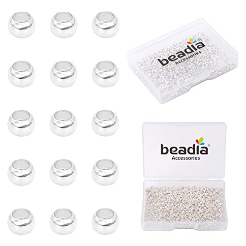 BEADIA Silver Plated Crimp Beads Non Tarnish 2.5mm 600pcs for Jewelry Making Findings - color: Crimp Beads Silver, size: 2.5mm