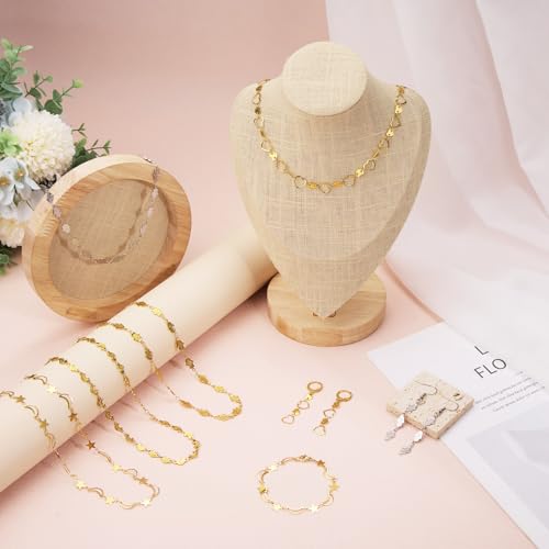 KYUNHOO 4 Meters Heart Chains for Jewelry Making Gold Plated Stainless Steel Chain Bulk on Spool for Women Make Crafts with Lobster Clasps Jump Rings - color: Heart Gold