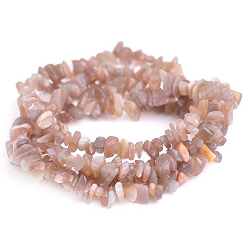 Genuine Gray Moonstone Chips Beads 5-8mm Irregular Shaped Tumbled Chip Stone Crystal Loose Bead for Jewelry Making 1 Strand 32" - color: Gray Moonstone