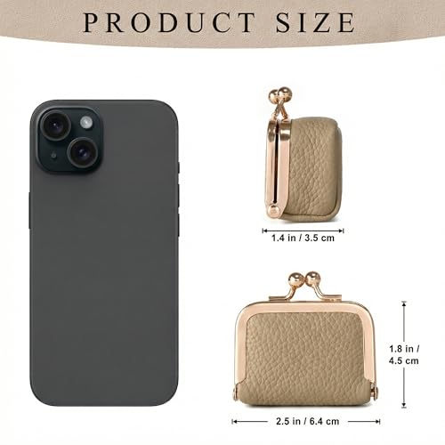 Zivyes Mini Jewelry Box Travel Small Coin Purse Organizer Case Genuine Leather Tiny Size (khaki) - color: khaki