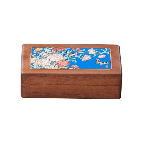 Travel Jewelry Case Small Wood Jewelry Organizer Jewelry Box for Women (Nut-Brown Print F) - color: Nut-Brown Print F