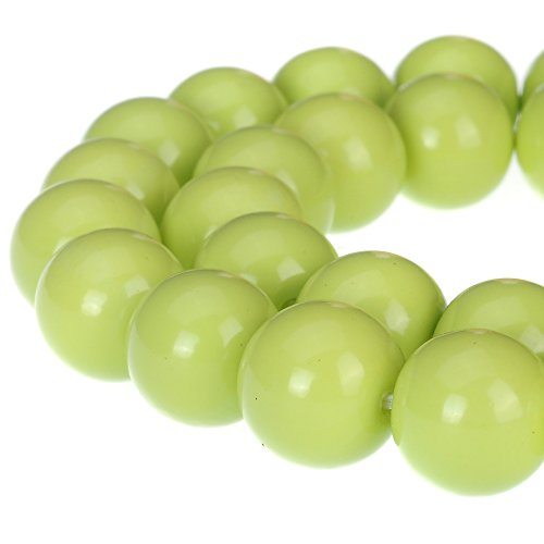 RUBYCA Round Opaque Painted Druk Czech Glass Beads Bulk Jewelry Making Supplies Strand (Green, 4mm) - color: Light Green, size: 4mm