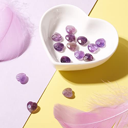 Craftdady Faceted Heart Natural Amethyst Stone Beads Puff Heart Gemstone Loose Beads Energy Healing Crystal Stone 10x10mm for Jewelry Craft Necklace Bracelet Earring Making, 18~20pcs - color: Faceted Heart Amethyst