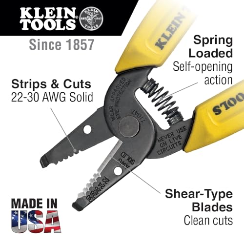Klein Tools 11047 Wire Stripper/Cutter, Made in USA, Compact, Lightweight, Hardened Steel, Precision Ground, for Stranded and Solid Wires