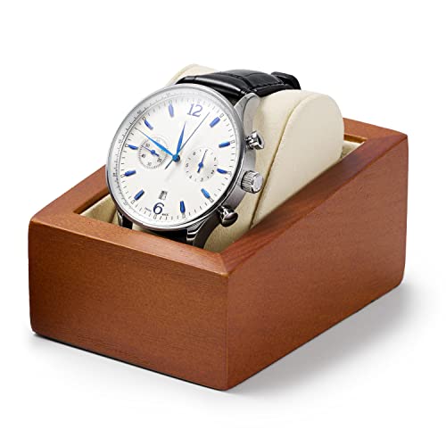 Solid Wood Watch Organizer - Display Case & Stand for Men's Watches & Bracelets - color: WHITE WATCH BOX