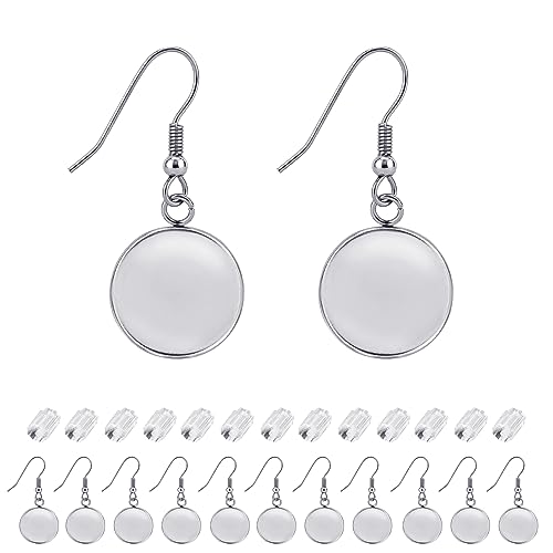 BEADNOVA Cabochon Setting Earring Hook 60pcs Blank Earring Bezel 10mm Stainless Steel Cabochon Setting Ear Wire Hook with Rubber Backs for Resin DIY Earwire Making (10mm, 60pcs) - color: 60pcs, size: 10mm