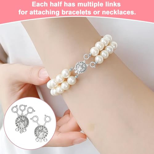 Layering Necklace Clasp, 14k Silver, Necklace Separator, Necklace Layering Clasps for Women's Tangle Free Safety Jewelry Locking Clasp Converter Chain Extender (2 PCS)