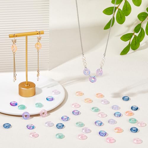 DICOSMETIC 120Pcs 6 Colors Flat Round Glass Beads Crystal Heishi Bead Bulk Transparent European Spacer Beads Small Rondelle Loose Bead for Bracelet Necklace DIY Jewelry Making Crafts