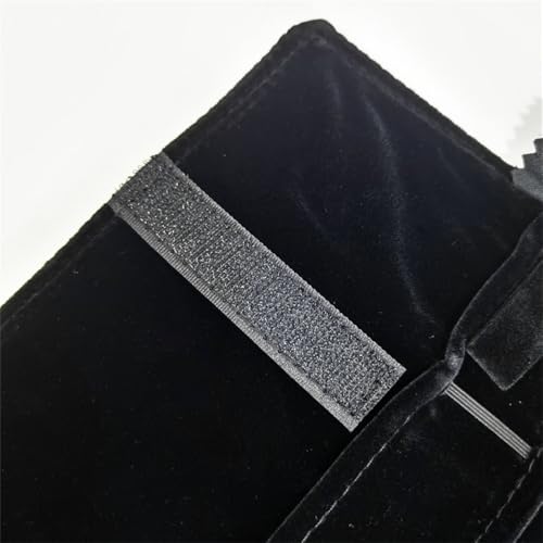Portable Jewelry Roll Untangled Secure Necklace Travel Storage Bag Displays Holder 16 Chain (Gray PU and Black Velvet) - color: Gray PU and Black Velvet