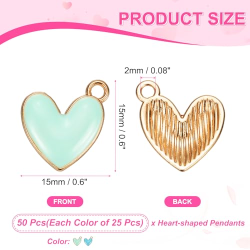 MECCANIXITY Enamel Alloy Heart Charm, Valentine Heart Pendants Love Jewelry Making Charm for DIY Necklace Bracelet Earrings Keychain - color: Sky Blue/Blue