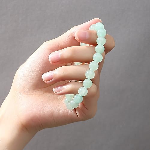 MAIBAOTA Healing Crystal Bracelet for Women Men, 8/4 mm Natural Stone Beaded Bracelets, Jewelry Birthday Gifts, Round Gemstones Stretch Bracelets - color: Green-Aventurine, size: 8 mm