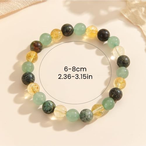 Crystal Vibe 8mm Beaded Bracelets For Women Men - Healing Crystal Bracelet - Adjustable Size - color: wealth