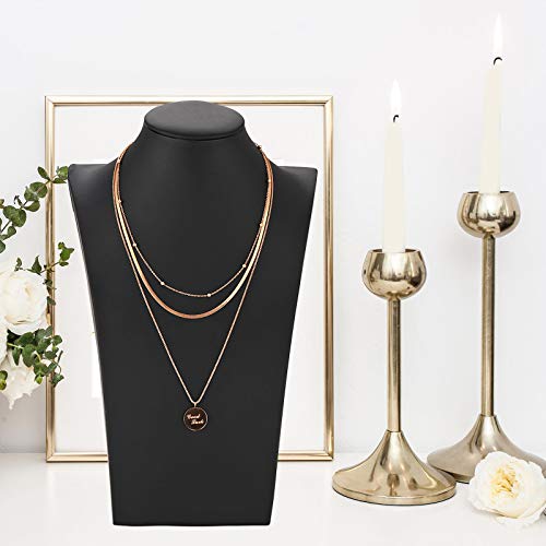 Polmart H3 Necklace Display Bust (Black Leatherette, 11 ⅞”H) - color: Black Leatherette, size: 11⅞"H