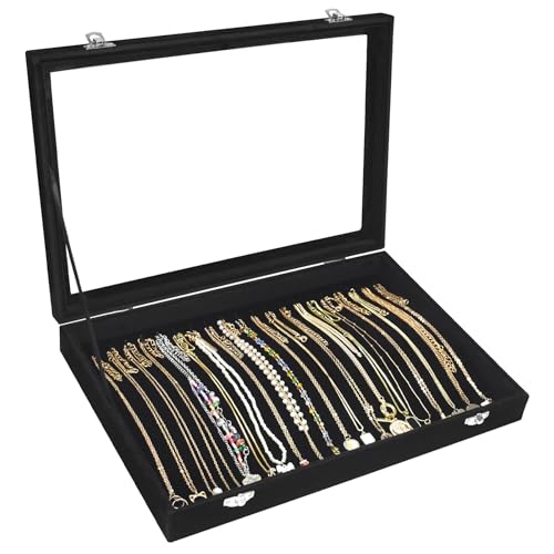 Vicoter Velvet Necklace Display Jewelry Tray 20 Hook Necklace Tray Necklace Pendant Jewelry Tray for Women and Girls - color: Black, size: 20 Hook