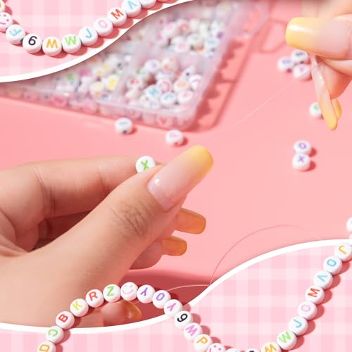 Colorful Alphabet Beads A-Z 1350+Pcs Letter Bead, Acrylic 4x7mm Round Digit Letter Beads Kits,Bracelets Necklaces DIY Jewelry Making Kits (Colorful,1350+PCS) - color: Colorful