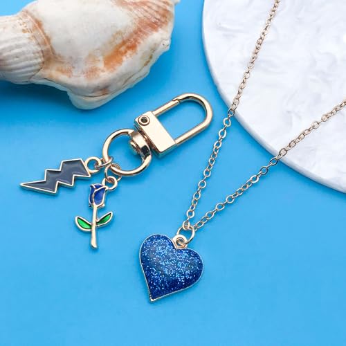 Youdiyla 60pcs Alloy Enamel Deep Blue Series Flower Butterfly Leaf Star Set Pendant Jewelry Making DIY Keychain Earrings Pendant Various Design Charms for Jewelry Making Bracelets Necklace (SN995) - color: SN995
