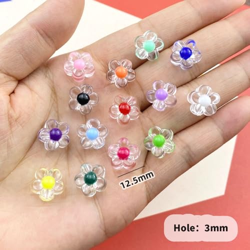 150Pcs Acrylic Flower Beads Candy Color Transparent Plastic Pastel Spacer Beads with Hole for DIY Crafts Wind Chimes Suncatcher Necklaces Bracelets Earrings Jewelry Making(Grass Green) - color: Grass Green