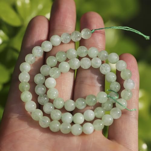6mm Natural Stone Beads 65pcs Green Burmese Jade Polished Round Smooth Crystal Loose Gemstone Beads for Jewelry Making DIY Bracelet Necklace Earring Crafts Supplies - color: Green Burmese Jade 1 strand-65pcs