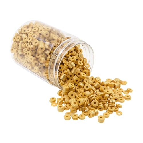 Mandala Crafts Gold Heishi Beads 8mm – 1500 Flat Polymer Disc Clay Beads for Adult Jewelry Making Spacer Beads, Bracelets, Necklaces, and Earrings - color: Gold, size: 8mm 1500 PCs
