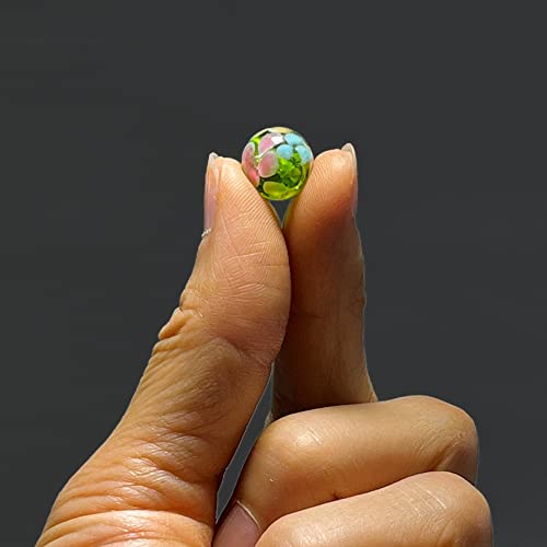 Artsy Crafts 20 Pcs 12mm Lampwork Flower Glass Beads, European Murano Glass Beads, Handmade Loose Crystal Beads for Jewelry Making Charm Bracelet Necklace Earrings Rosary (Green + Pink) - color: Green + Pink