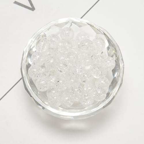 8mm 95pcs Clear Crackle Quartz Smooth Round Gemstone DIY Beads for Jewelry Making - size: 8mm
