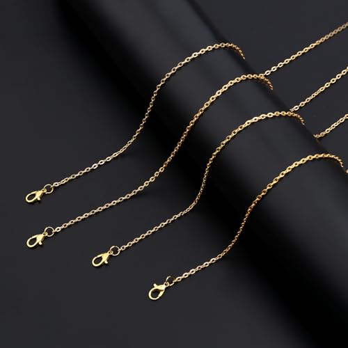 Lemonkey 24 Pack Necklace Chains Bulk,Gold and Silver Plated DIY Cable Link Chains for Jewelry Making 16 Inches - color: Gold and Silver, size: 16inch