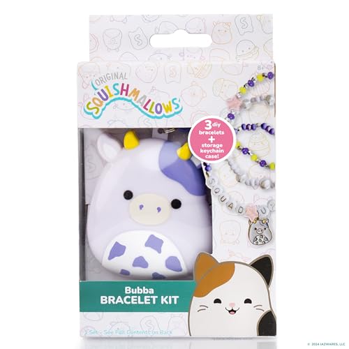 Original Squishmallows Bubba The Cow Bracelet Kit, Bracelet Making Kit, Friendship Bracelet Kit, Charm Bracelet, Charm Bracelet Making Kit, Gifts for Girls, 7 Year Old Girl Birthday Gifts, Crafts - style: Bubba the Cow