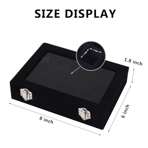 Velvet Jewelry Box 24 Grid Jewelry Earrings Display Organiser Box Ring Tray Holder Earrings Storage Case for Girls Women Wife Mom (Black) - color: Black