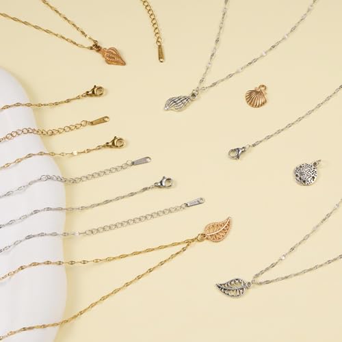 Jabogrii 20pcs Stainless Steel Necklace Chain for Jewelry Making Gold and Silver Lip Necklace Chain Bulk 18 Inches Jewelry for Women - color: Lip Chain
