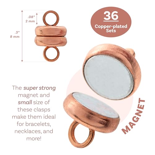 The Beadsmith Copper-Plated Clasps – Brass Jewelry Findings, 6 x 4.5 mm, 36 Set - color: Copper