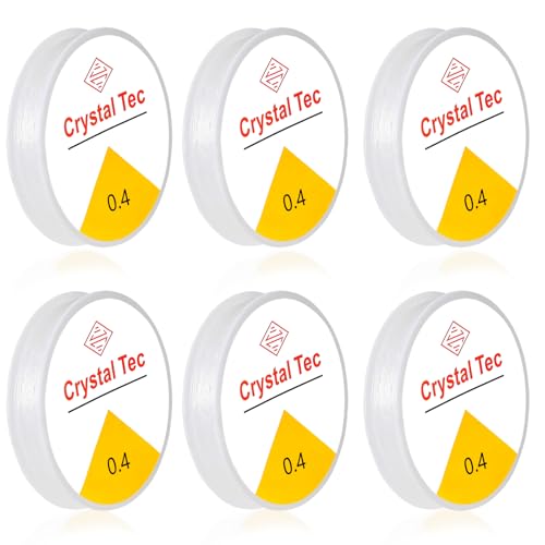 6 Rolls Elastic Bead Thread, 0.4mm Stretchy Bracelet String, Nylon String for Bracelets for Bracelet Making, Clear String for DIY Bead Jewellery Necklace Bracelet - size: 0.4mm
