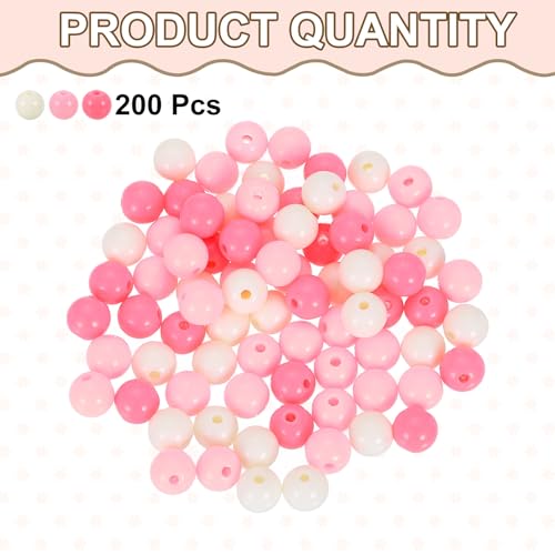 HARFINGTON 200pcs Cream Pink Acrylic Round Beads 10mm Dia 1.9mm Hole Plastic Resin Smooth Balls Loose Bead for Jewelry Making Bracelets Necklace Earrings DIY - color: Cream Pink, size: 10mm