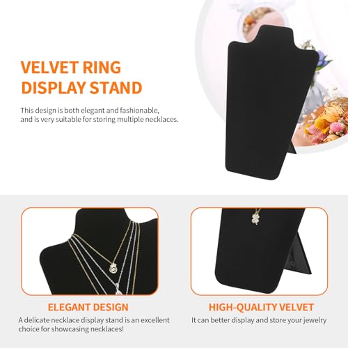 KUKUVR 2Pcs Black Velvet Necklace Bust Display Stand, Jewelry Pendants Chain Holder Stand, Necklace Display Board for Retail Vendor Booth & Selling (Large 12.2 * 7.9inch) - size: Large 12.2*7.9inch