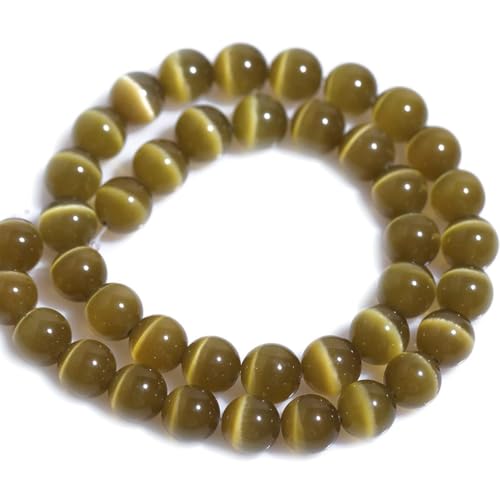 HAAMIIQII 8mm Brown Cat Eye Glass Round Crystal Stone Loose Gemstone Beads for Jewelry Making Bracelets Necklaces Earrings Crafts (45-50pcs) - color: Brown, size: 8mm (45pcs)