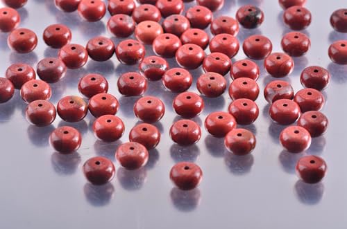 Rondelle Beads Natural Stone Beads for Jewelry Making 5x8mm 1 Strand 15.5inch Lentil Spacer Beads Rondelle Gemstone Beads Semi-Precious Stone Beads for Bracelet Necklace Crafts Red Jasper Beads - color: Red Jasper Beads